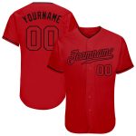 Personalized Red Red-Black Authentic Baseball Jersey Team Custom Name and Number