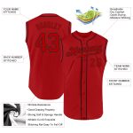 Personalized Red Red-Black Authentic Sleeveless Baseball Jersey Team Custom Name and Number