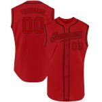 Personalized Red Red-Black Authentic Sleeveless Baseball Jersey Team Custom Name and Number