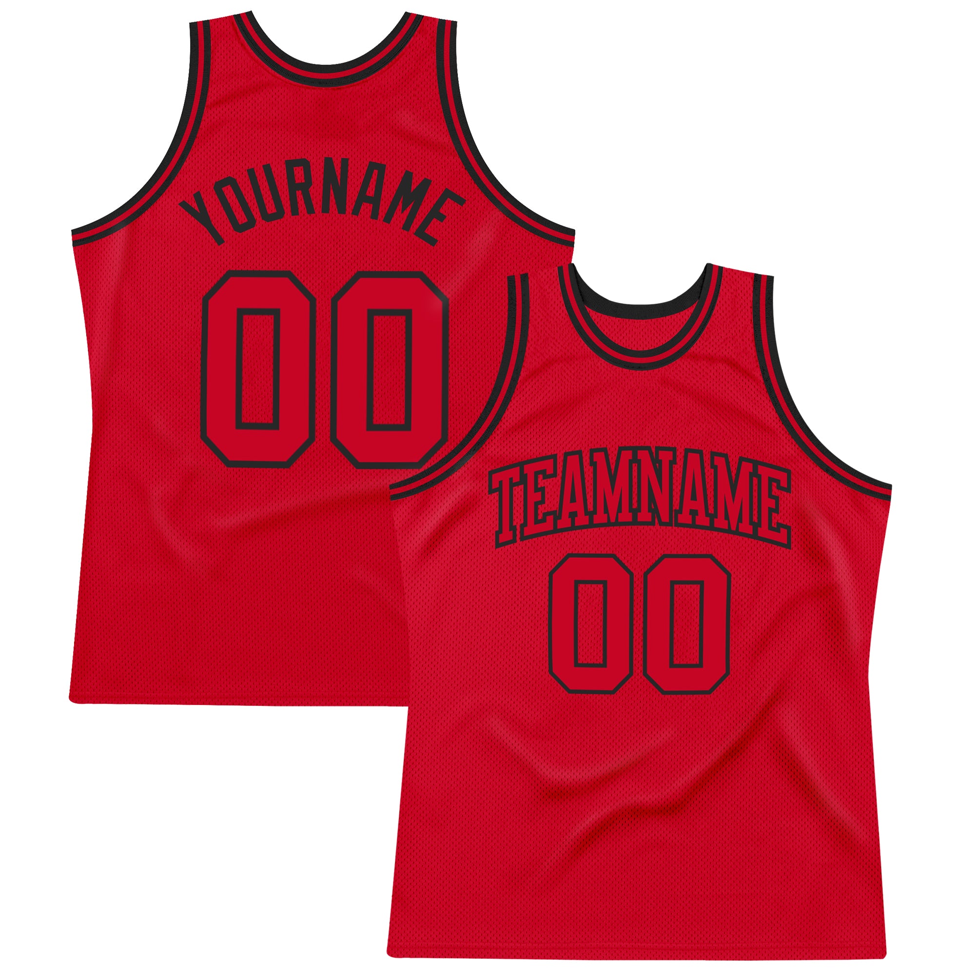 Personalized Red Red-Black Authentic Throwback Basketball Jersey Team Custom Name and Number