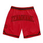 Personalized Red Red-Black Authentic Throwback Basketball Shorts Team Custom Name and Number