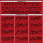 Personalized Red Red-Black Bomber Full-Snap Varsity Letterman Two Tone Jacket Team Custom Name and Number