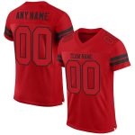 Personalized Red Red-Black Mesh Authentic Football Jersey Team Custom Name and Number