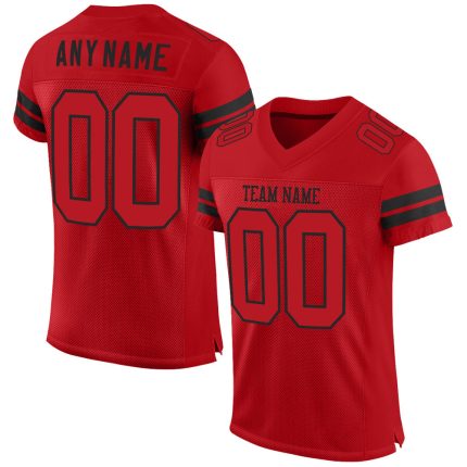 Personalized Red Red-Black Mesh Authentic Football Jersey Team Custom Name and Number