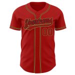 Personalized Red Red Black-Old Gold Authentic Baseball Jersey Team Custom Name and Number