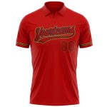 Personalized Red Red Black-Old Gold Performance Vapor Golf Polo Shirt Team Custom Name and Number