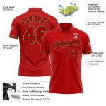 Personalized Red Red Black-Old Gold Performance Vapor Golf Polo Shirt Team Custom Name and Number