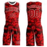 Personalized Red Red-Black Round Neck Sublimation Basketball Suit Jersey