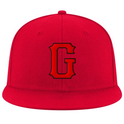 Personalized Red Red-Black Stitched Adjustable Snapback Hat Team Custom Name and Number