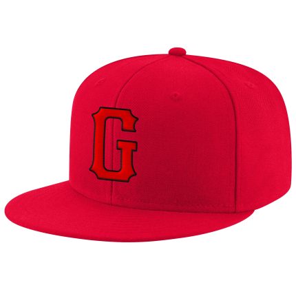 Personalized Red Red-Black Stitched Adjustable Snapback Hat Team Custom Name and Number