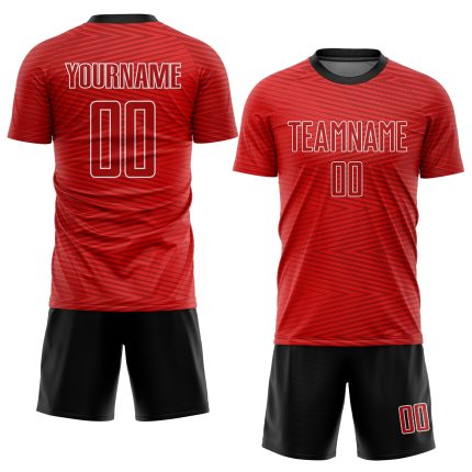 Personalized Red Red-Black Sublimation Soccer Uniform Jersey Team Custom Name and Number