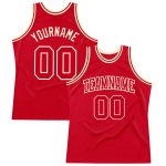 Personalized Red Red-Cream Authentic Throwback Basketball Jersey Team Custom Name and Number