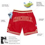 Personalized Red Red-Cream Authentic Throwback Basketball Shorts Team Custom Name and Number