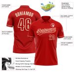 Personalized Red Red-Cream Performance Vapor Golf Polo Shirt Team Custom Name and Number