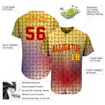 Personalized Red Red-Gold 3D Pattern Design Authentic Baseball Jersey Team Custom Name and Number