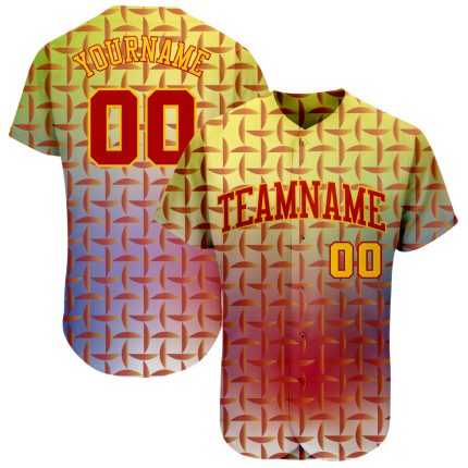 Personalized Red Red-Gold 3D Pattern Design Authentic Baseball Jersey Team Custom Name and Number