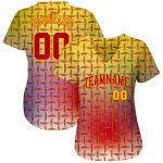 Personalized Red Red-Gold 3D Pattern Design Authentic Baseball Jersey Team Custom Name and Number
