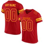 Personalized Red Red-Gold Mesh Authentic Football Jersey Team Custom Name and Number