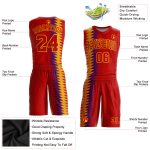 Personalized Red Red-Gold Round Neck Sublimation Basketball Suit Jersey Team Custom Name and Number