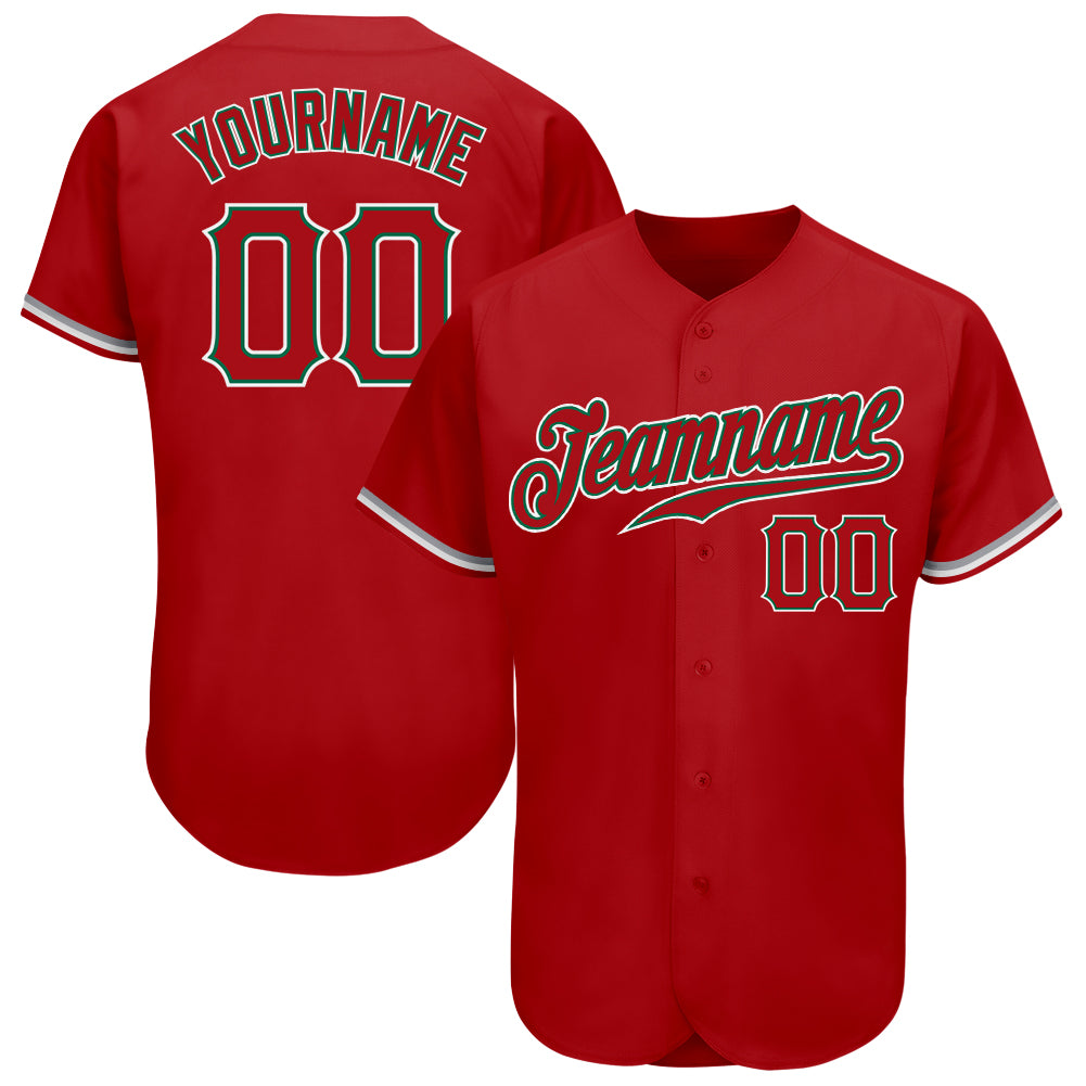 Personalized Red Red-Kelly Green Authentic Baseball Jersey Team Custom Name and Number