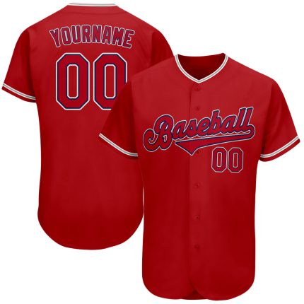 Personalized Red Red-Navy Authentic Baseball Jersey