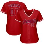 Personalized Red Red-Navy Authentic Baseball Jersey