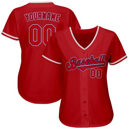 Personalized Red Red-Navy Authentic Baseball Jersey