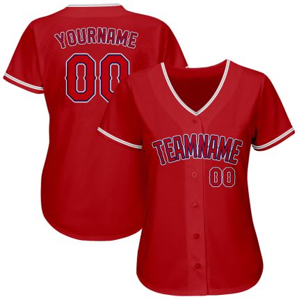 Personalized Red Red-Navy Authentic Baseball Jersey Team Custom Name and Number