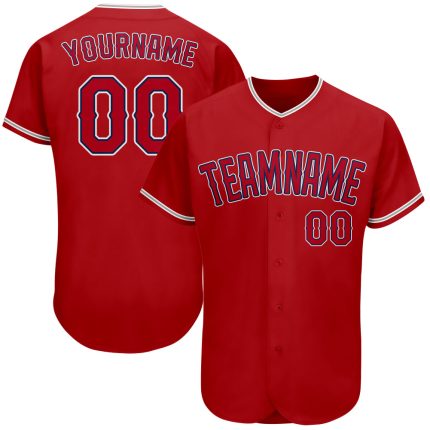 Personalized Red Red-Navy Authentic Baseball Jersey Team Custom Name and Number