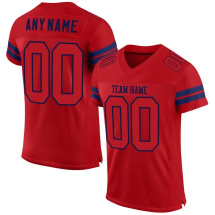 Personalized Red Red-Navy Mesh Authentic Football Jersey Team Custom Name and Number