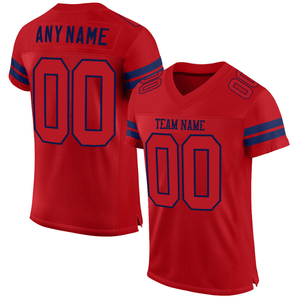 Personalized Red Red-Navy Mesh Authentic Football Jersey Team Custom Name and Number