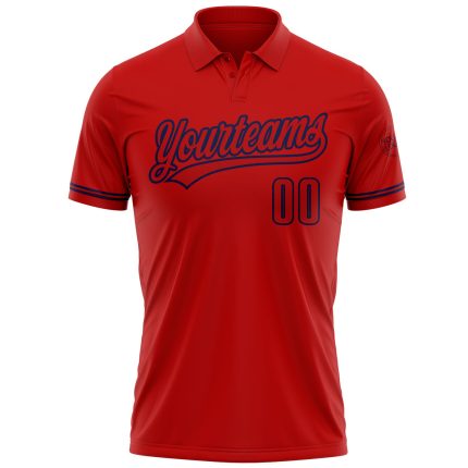 Personalized Red Red-Navy Performance Vapor Golf Polo Shirt Team Custom Name and Number