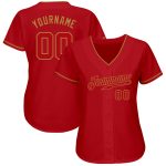 Personalized Red Red-Old Gold Authentic Baseball Jersey Team Custom Name and Number