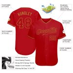 Personalized Red Red-Old Gold Authentic Baseball Jersey Team Custom Name and Number