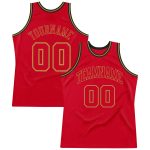 Personalized Red Red-Old Gold Authentic Throwback Basketball Jersey Team Custom Name and Number