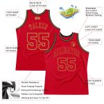 Personalized Red Red-Old Gold Authentic Throwback Basketball Jersey Team Custom Name and Number