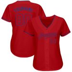 Personalized Red Red-Royal Authentic Baseball Jersey Team Custom Name and Number