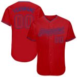 Personalized Red Red-Royal Authentic Baseball Jersey Team Custom Name and Number