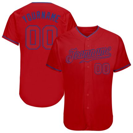 Personalized Red Red-Royal Authentic Baseball Jersey Team Custom Name and Number