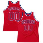 Personalized Red Red-Royal Authentic Throwback Basketball Jersey