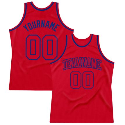 Personalized Red Red-Royal Authentic Throwback Basketball Jersey Team Custom Name and Number