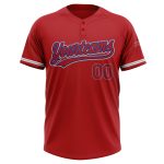 Personalized Red Red Royal-Gray Two-Button Unisex Softball Jersey Team Custom Name and Number