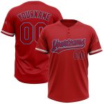 Personalized Red Red Royal-Gray Two-Button Unisex Softball Jersey Team Custom Name and Number