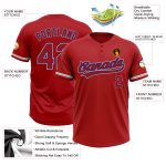 Personalized Red Red Royal-Gray Two-Button Unisex Softball Jersey Team Custom Name and Number