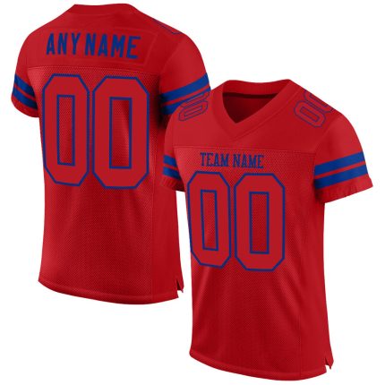 Personalized Red Red-Royal Mesh Authentic Football Jersey Team Custom Name and Number