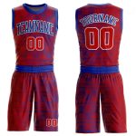 Personalized Red Red-Royal Round Neck Sublimation Basketball Suit Jersey Team Custom Name and Number