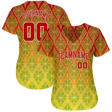 Personalized Red Red-White 3D Pattern Design Authentic Baseball Jersey Team Custom Name and Number