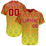 Personalized Red Red-White 3D Pattern Design Authentic Baseball Jersey Team Custom Name and Number