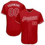 Personalized Red Red-White Authentic Baseball Jersey