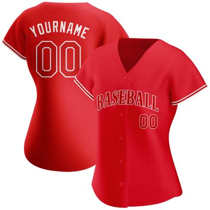 Personalized Red Red-White Authentic Baseball Jersey Team Custom Name and Number